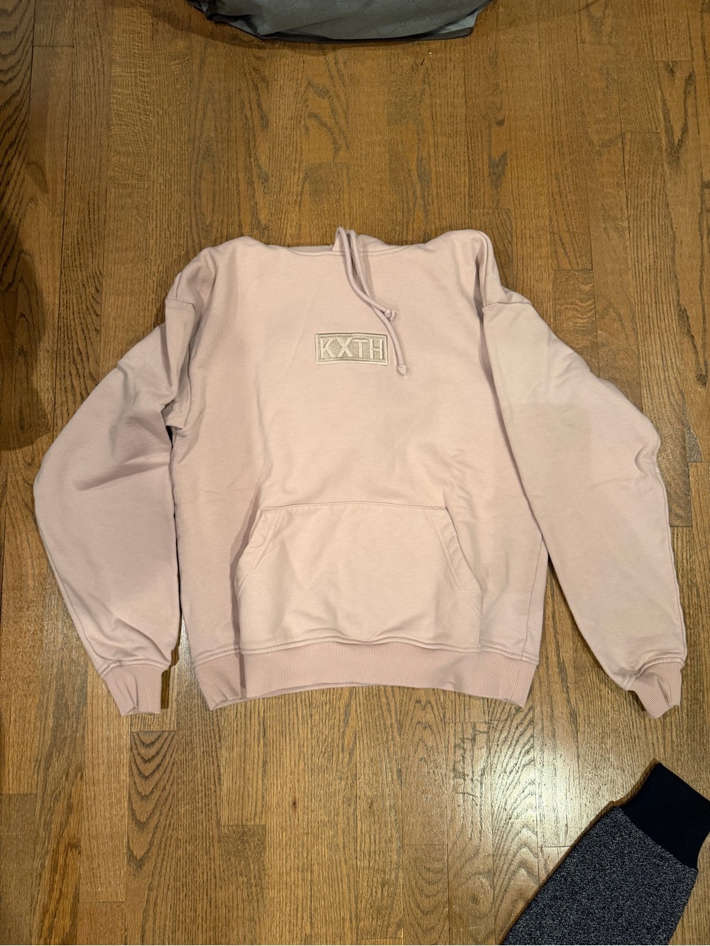 Kith Pastel Pink Embroidered Logo Hoodie